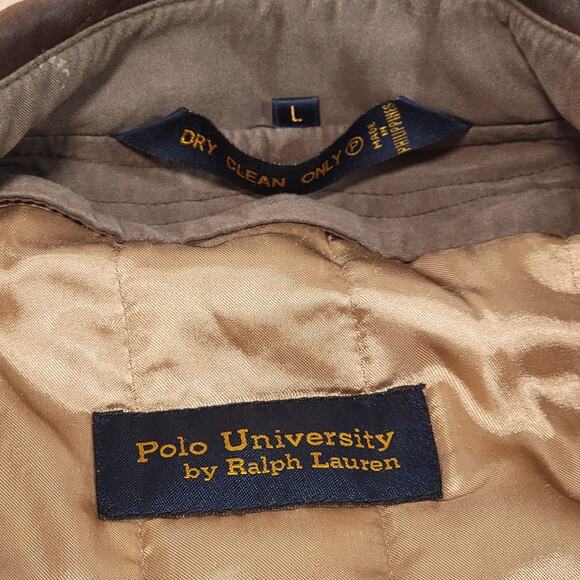 Polo University Ralph Lauren Wool Blend Leather Collar Trench Chore Coat Large - Picture 4 of 10